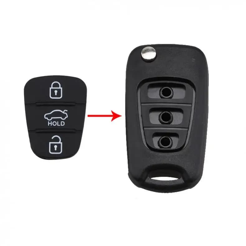 Coque de clé télécommande de voiture à 3 boutons, coussinet en caoutchouc adapté à Hyundai Solaris A