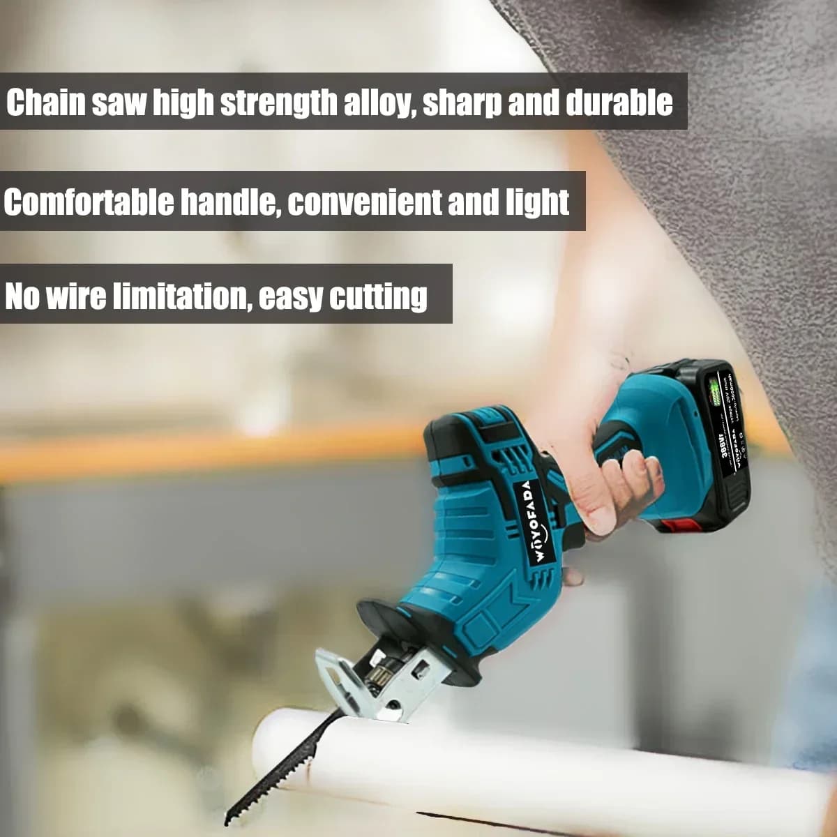 Scie alternative sans fil 18V tronçonneuse à vitesse réglable bois métal PVC tuyau coupe scie altern