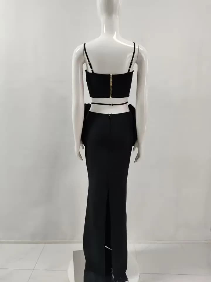 Robe longue à bandes pour femmes, couleur noir et blanc, Sexy, sans manches, col en v, moulante, 2 p