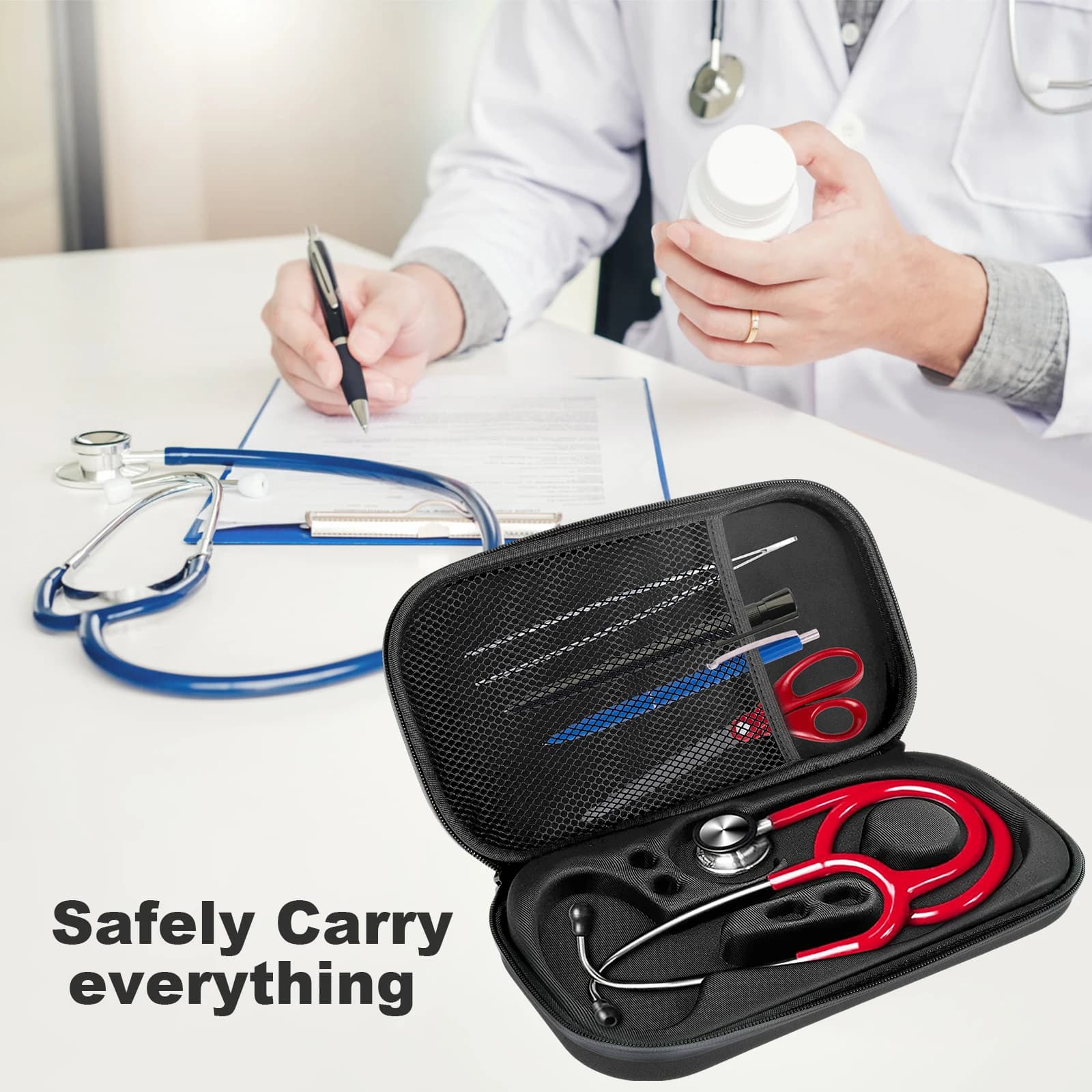 Mallette de transport médicale antichoc pour stéthoscope, sac de voyage portable, sac de rangement l