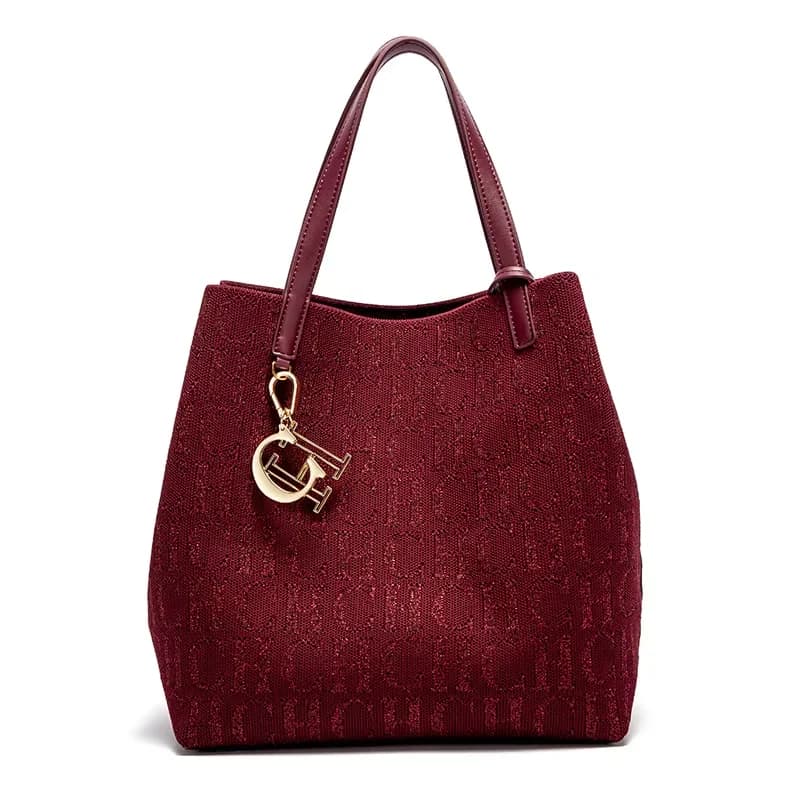 CH Sac à bandoulière pour femme, simple, couleur unie, motif imprimé lettres dorées, grande capacité