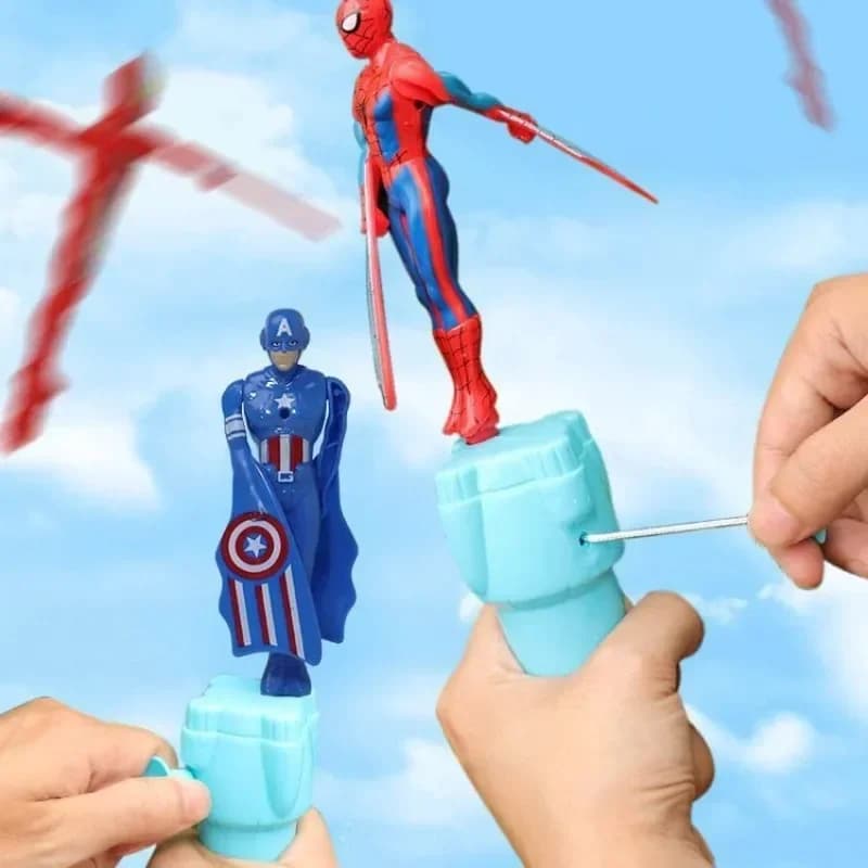 Anime Spiderman bambou libellule volant jouet Iron Man capitaine rotatif chaîne jouets volants jouet
