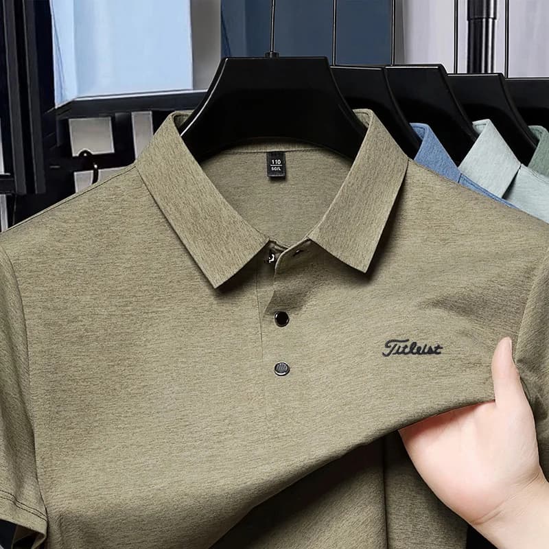 Polo de luxe premium pour homme, nouveau t-shirt à col boutonné avec imprimé lettres, style européen