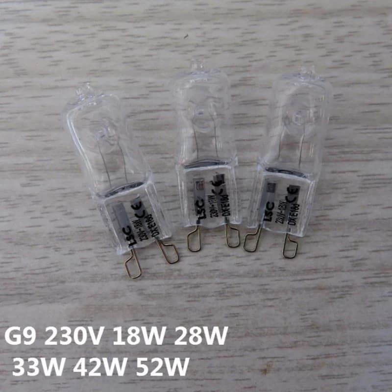 10 pièces ampoules de four G9 ampoules halogènes haute température lumière de vapeur 25w 28w 40w 60w