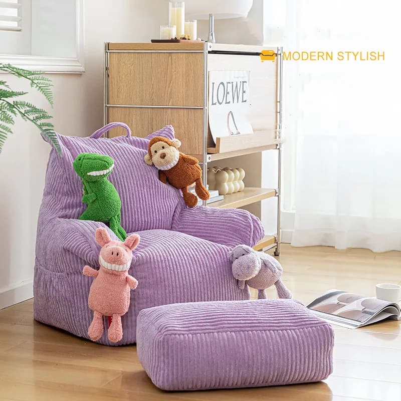 60CM paresseux Mini pouf canapé Simple velours côtelé maison salon enfants canapé chambre balcon tis