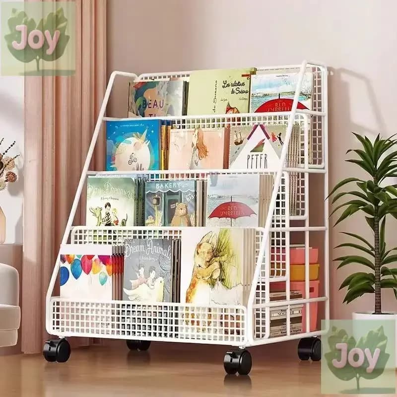 Bibliothèque Mobile pour enfants, support de rangement pour livres d'images, sous la table, roue uni