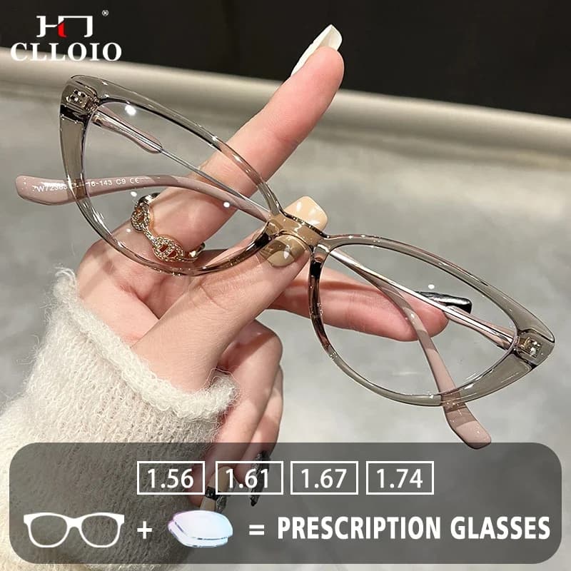 CLLOIO-Lunettes de myopie photochromiques pour femmes, grands yeux de chat, lunettes de lecture anti