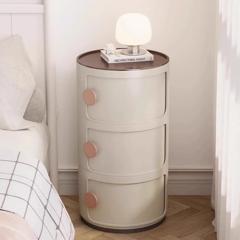 Table de chevet ronde nordique moderne, armoire de chevet en plastique nordique pour chambre à couch