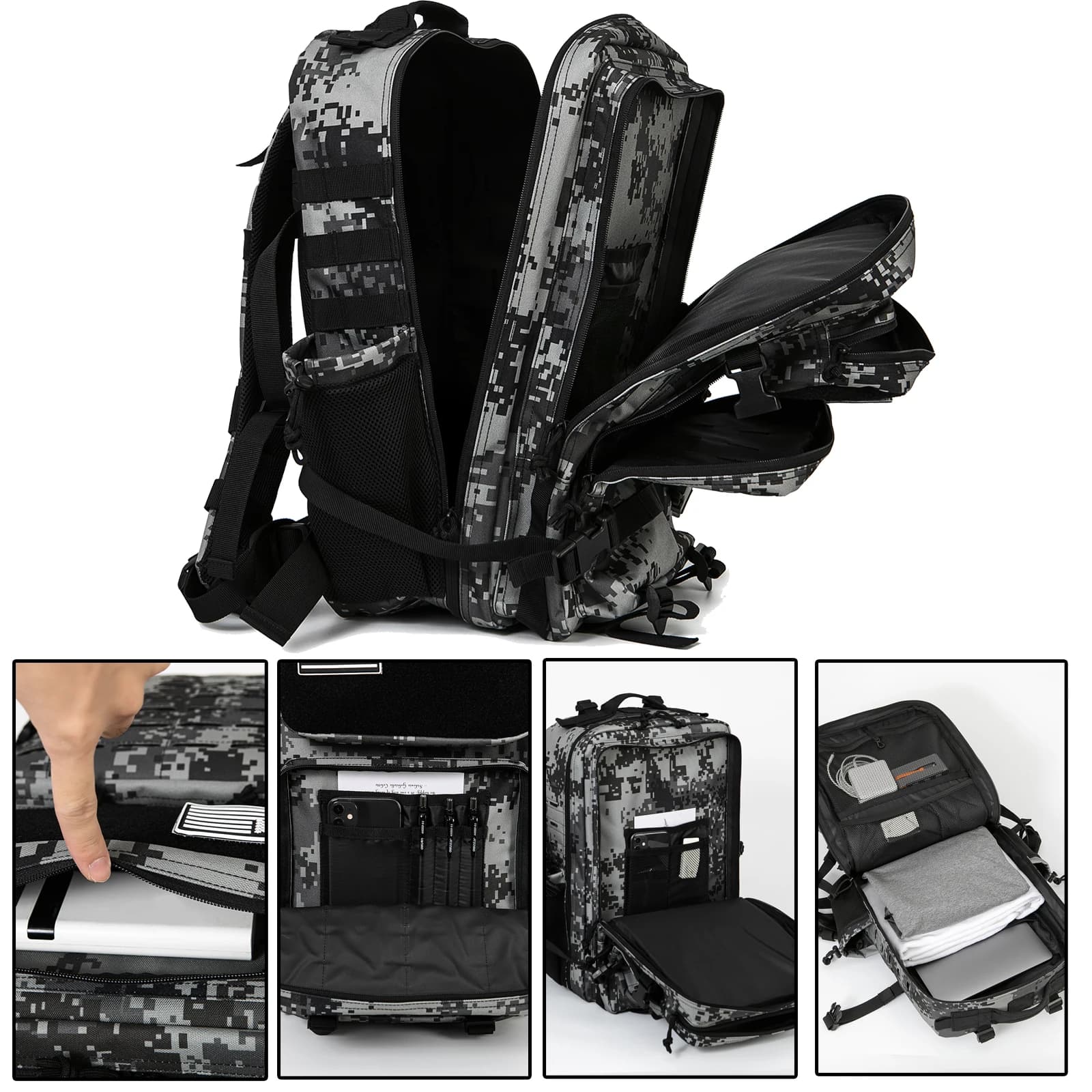 Sac à dos Dull avec porte-bouteille pour hommes et femmes, sac d'assaut, sac à dos RapDuty, école de
