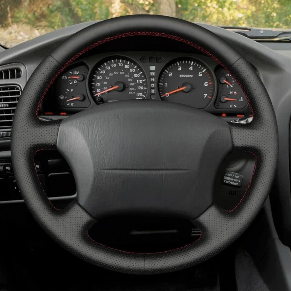 Housse de volant de voiture antidérapante en cuir artificiel noir, accessoires de voiture pour Toyot