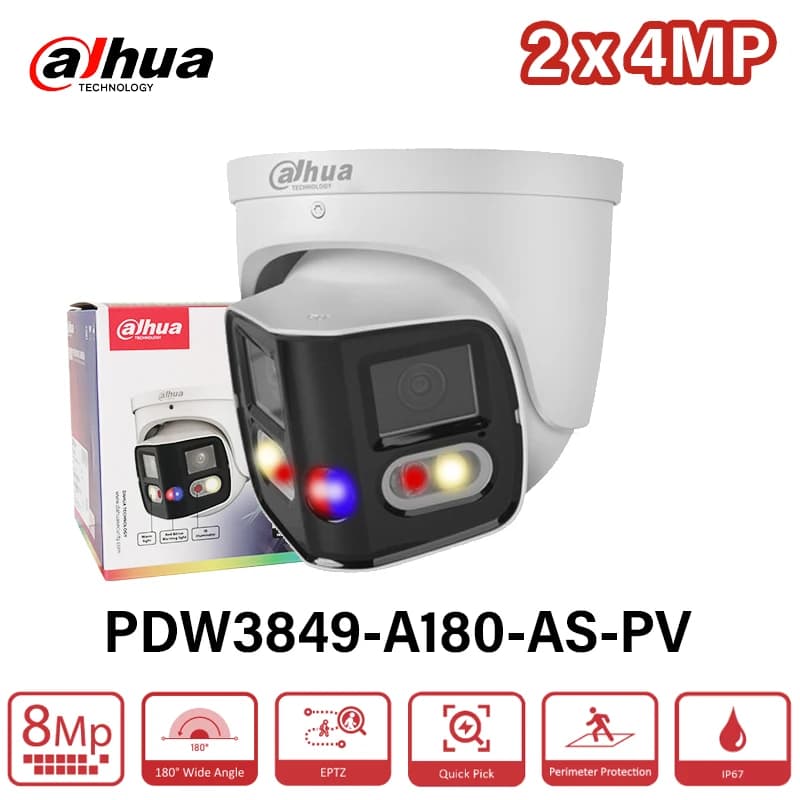 Dahua 8MP TiOC EPTZ Caméra Alarme sonore et lumineuse intelligente 180 °   Caméra de sécurité grand 