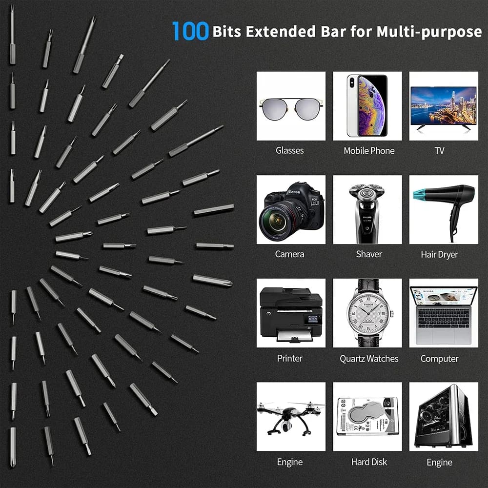 Jeu de tournevis électriques de précision 120 en 1, Mini Kit Rechargeable, embouts sans fil pour tél