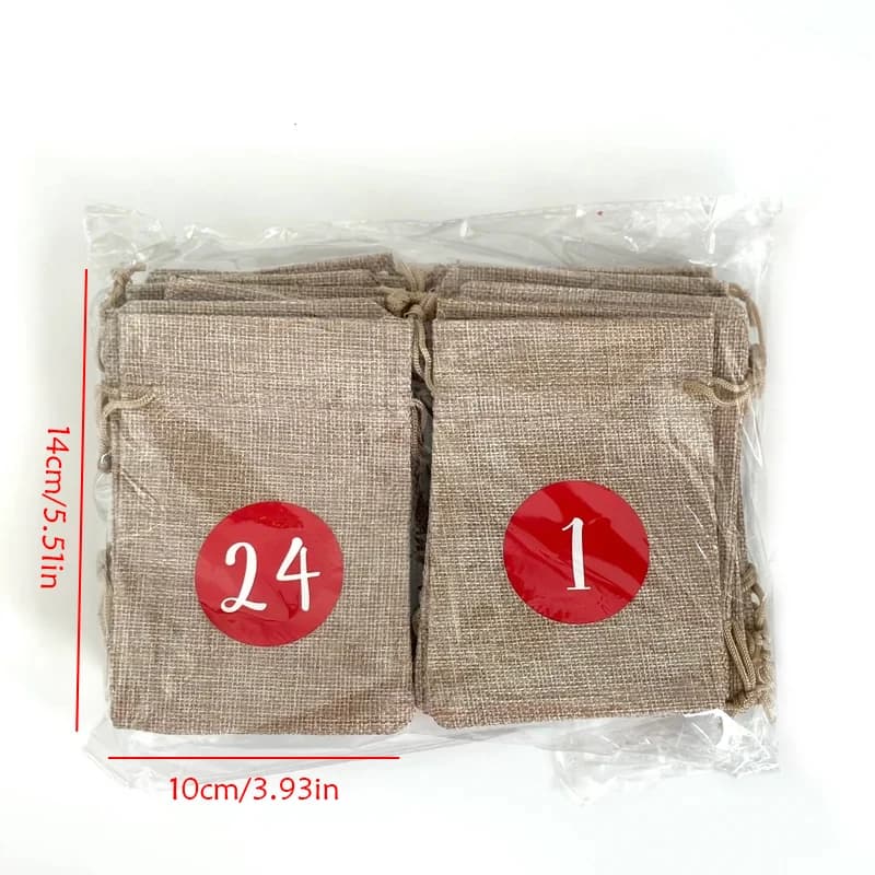 Kit de calendrier de l'avent 24 pièces, décoration de cheminée pour maison de vacances, cadeau, sac 