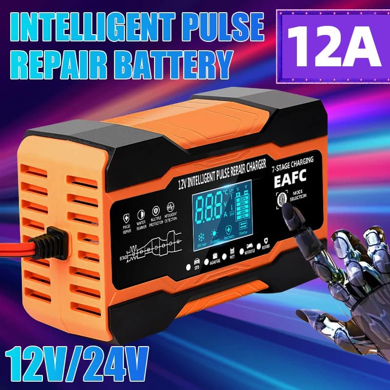 EAFC 12V 12A chargeur de batterie de voiture 240W réparation d'impulsions entièrement automatique ch