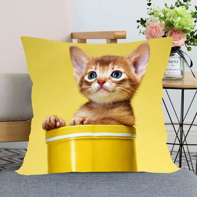 Juste de coussin imprimée pour animaux de compagnie, taie d'oreiller mignonne, lit, voiture, canapé,
