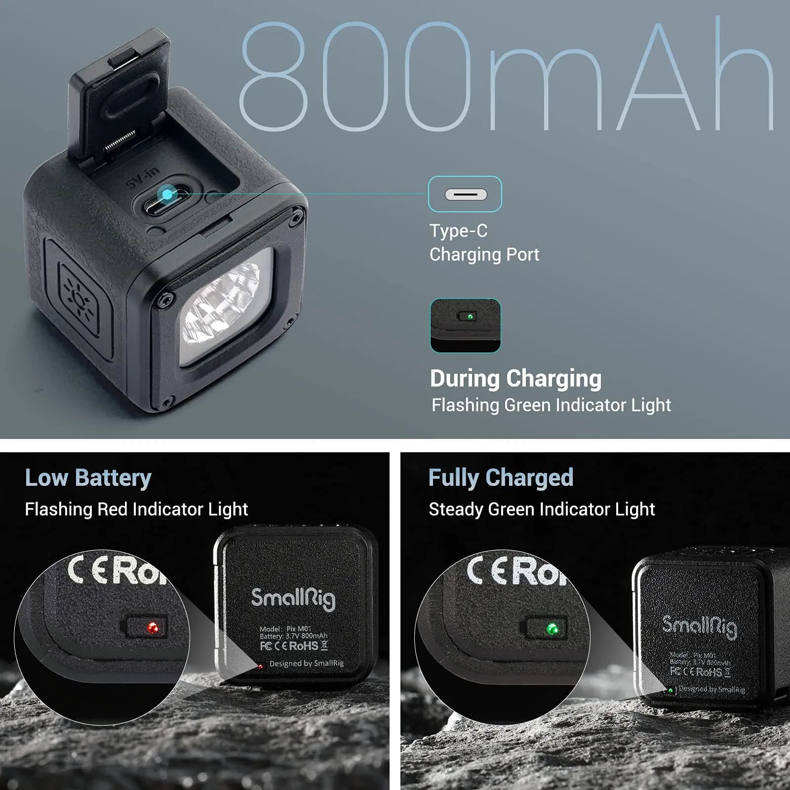 SmallRig-Mini lampe vidéo LED Thom01, kit d'éclairage portable étanche avec 8 livres de documents po