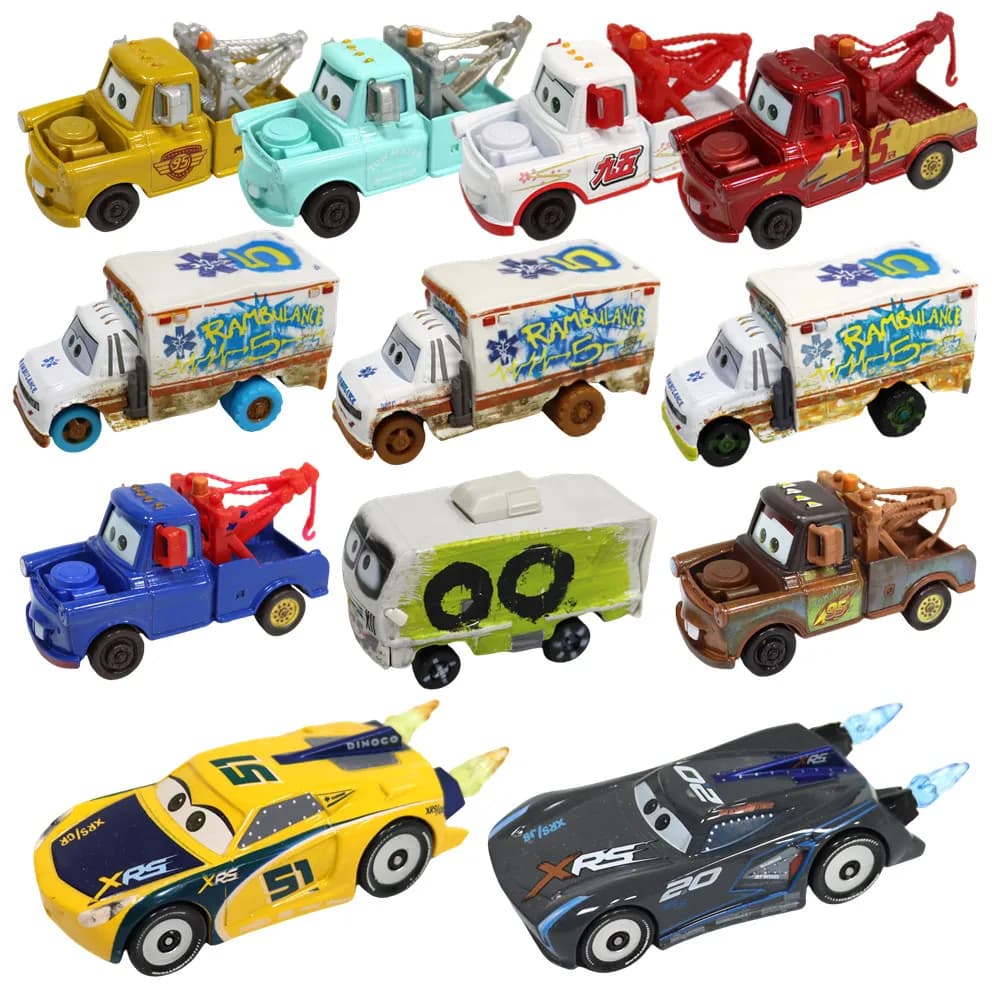 Alliage Disney Pixar Cars 3 Arvy Miss Fritter McQueen Mater M. Destruction 1:55 modèle de voiture en
