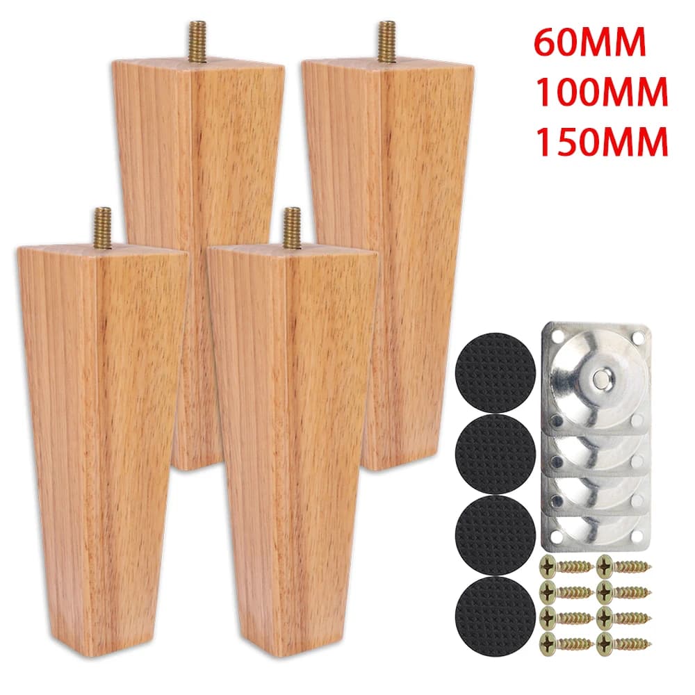 Pieds de meubles en bois massif, pieds de canapé, lit, armoire, table, chaise, pieds carrés, accesso