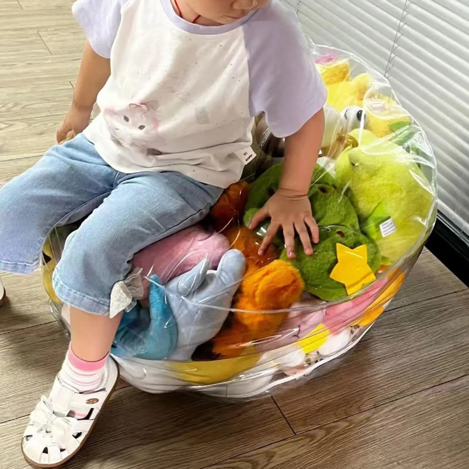 Chaise de rangement transparente pour animaux, siège en peluche avec housse étanche pour chambre d'e