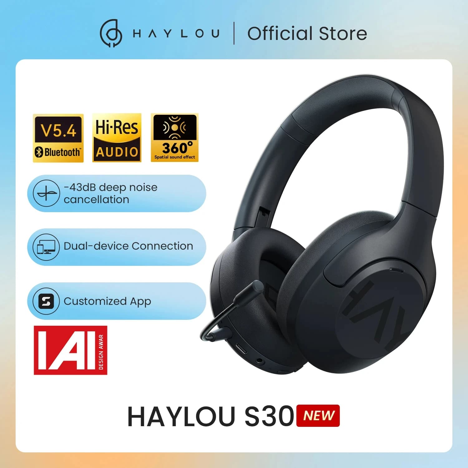 HAYLOU Écouteurs sans fil S30 Bluetooth 5.4 avec micro, suppression du bruit, ensembles de sauna, au