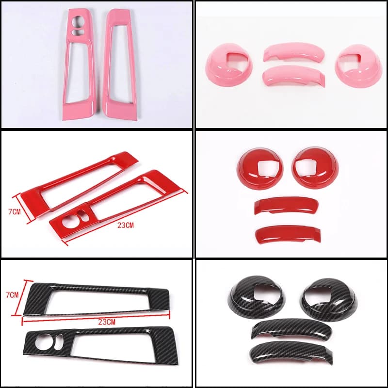 Boîte de rangement pour interrupteur de réglage du rétroviseur de voiture en ABS imitation carbone p