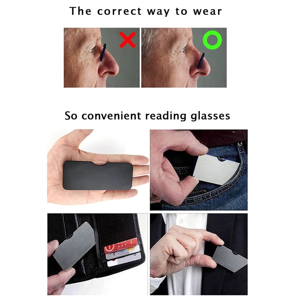 NONOR TR Clip nez pont Mini lunettes de lecture 1.0 à 3.5 lunettes presbytes portables avec étui