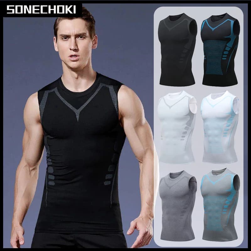 Débardeur de Compression pour hommes, chemise de gymnastique sans manches, impression à séchage rapi
