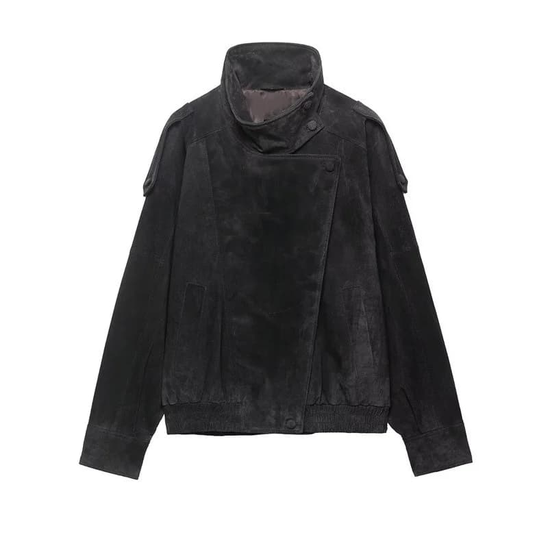 Veste pour femme, printemps 2026, nouvelle veste en similicuir noir à manches longues, style motard,