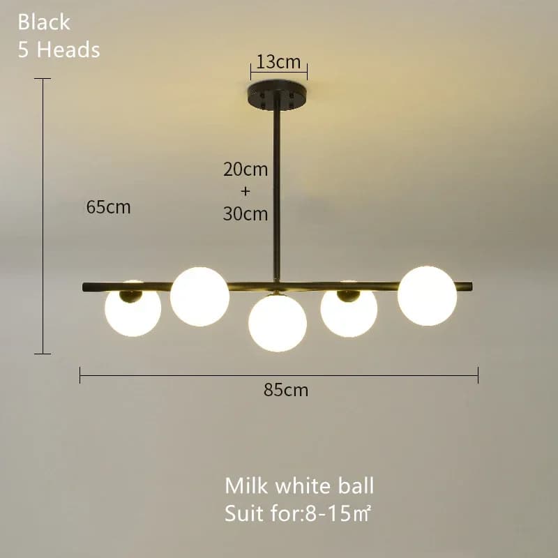 Lustre moderne en boules de verre blanc pour îlot de cuisine, table, salon, chambre à coucher, lampe