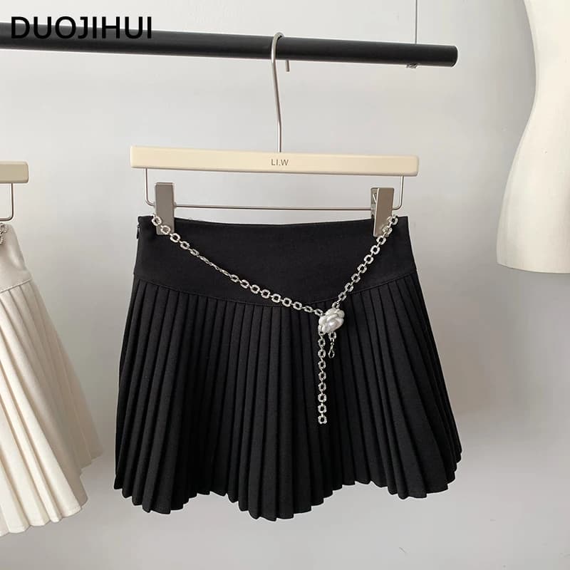DUOJIHUI-Mini Jupe Trapèze Abricot pour Femme, Élégante, Décontractée, Chic, Simple, Mode Hiver, 3 C