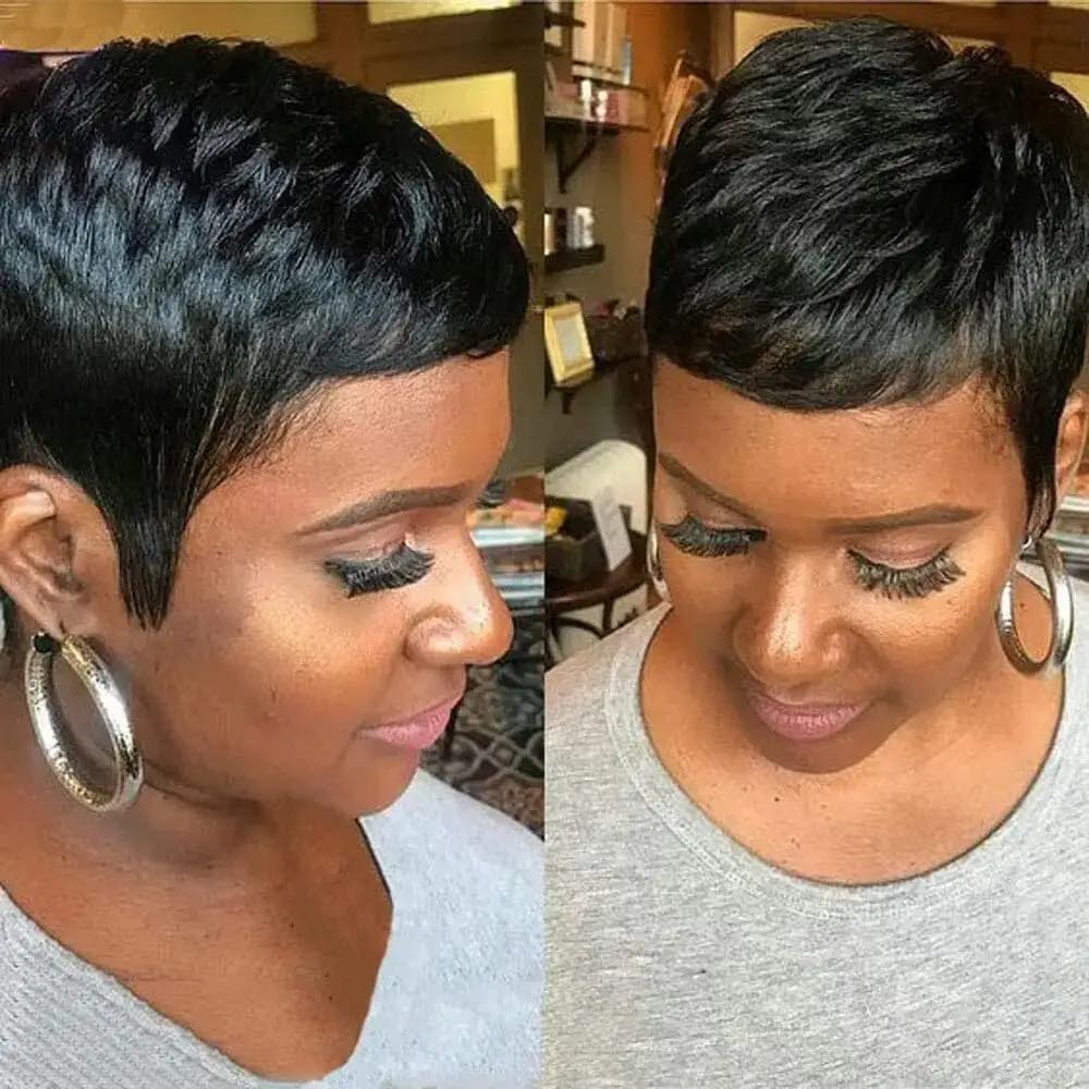 Perruques courtes coupe lutin pour femmes noires perruques de cheveux super courts perruque coupe lu