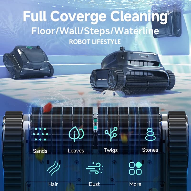 Robot nettoyeur de piscine haut de gamme sans fil WYBOT S2 pour grandes piscines, fonction de nettoy