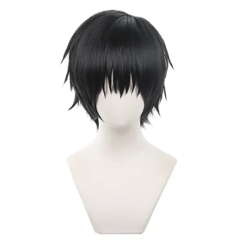 Anime Jujutsu Fushigflats Toji Cosplay Synthétique Ultraviolette Courte Cheveux Noirs pour Hommes, 3