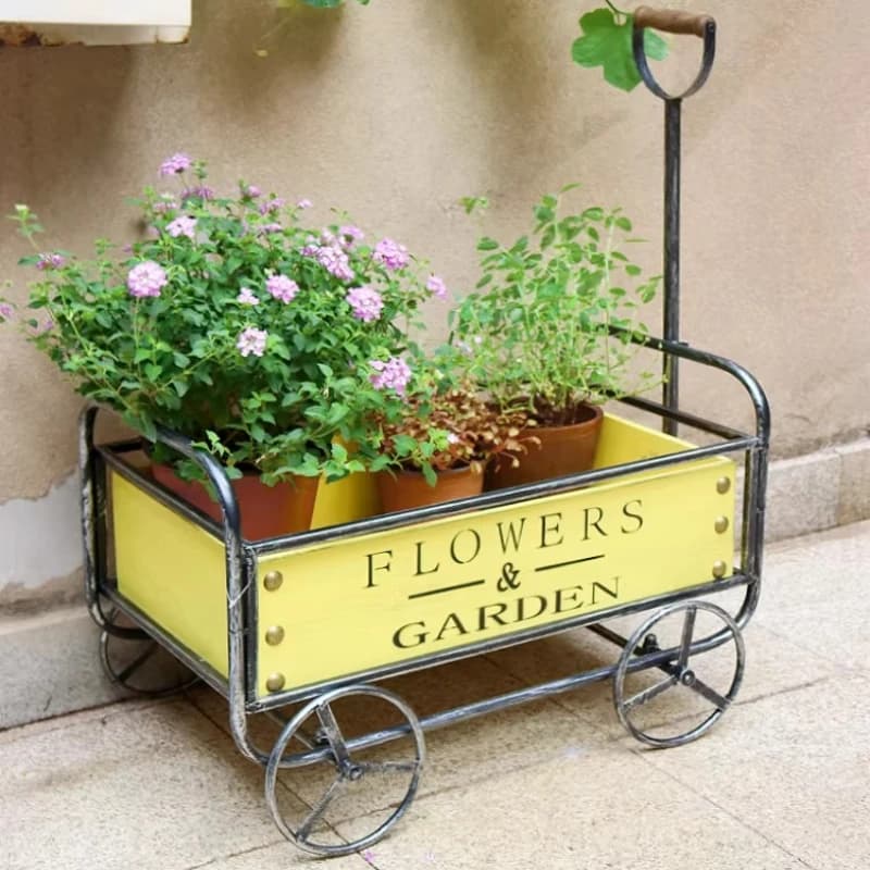 Chariot de jardin en fer forgé pour plantes d'extérieur, support décoratif pour balcon, chariot créa