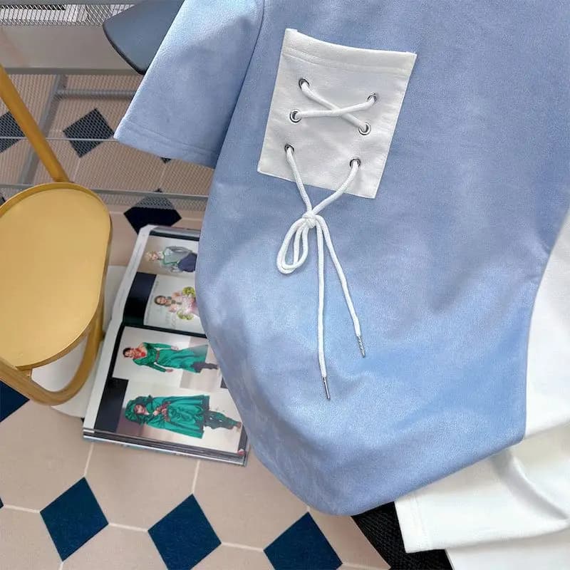 T-shirt manches courtes homme et femme, estival et décontracté, avec sangle de poche, design à la mo