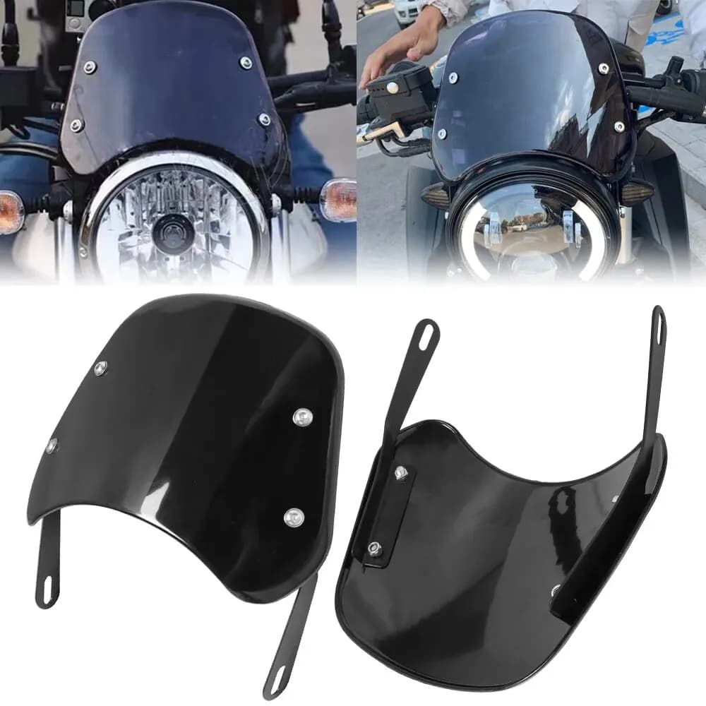 Déflecteur de vent universel noir, carénage de pare-brise pour moto Yamaha Kawasaki Suzuki Cafe Race