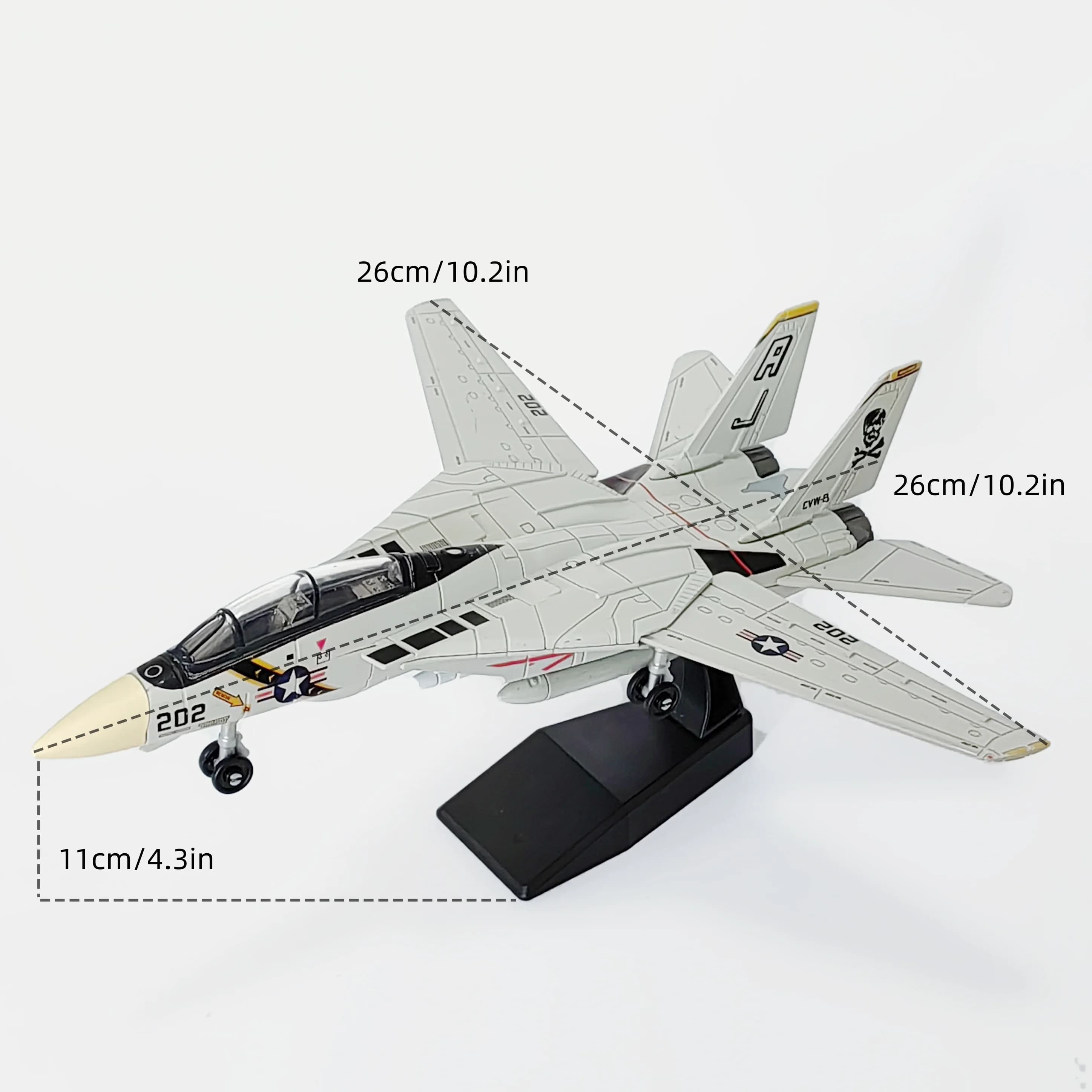 F-14 Fighter, 1:72, modèle d'avion en plastique assemblé (y compris présentoir), présentoir et colle