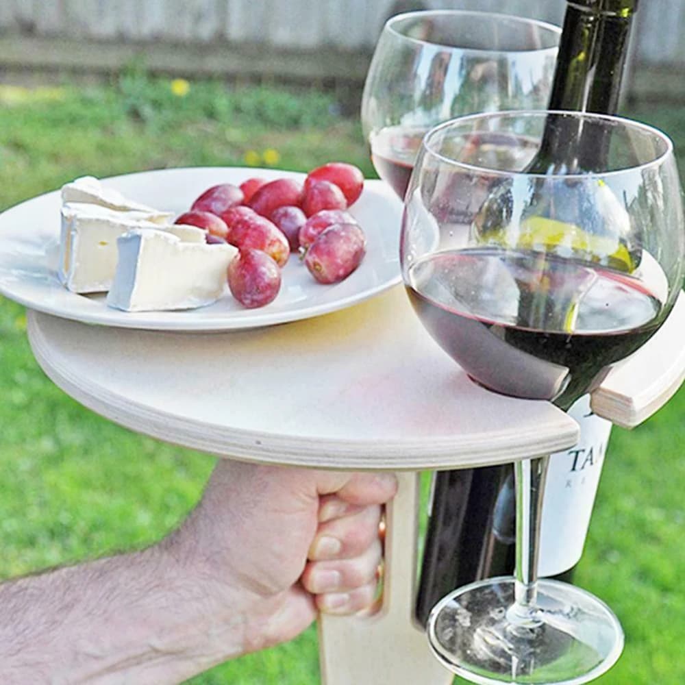 Table à vin en bois porte-vin table Portable extérieure pliante Table à vin en bois support pour ver
