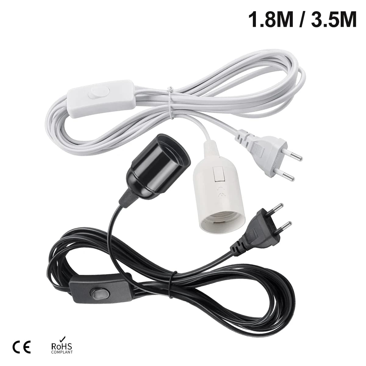 Prise ue 3.5m 6m câbles de cordon d'alimentation E27 support de Base de lampe avec fil de commutatio