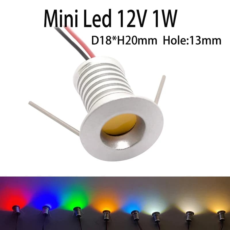 Mini Spot Lumineux LED RGB à Intensité Réglable de 1/0.5W et 12V, Luminaire de Plafond, Tapis Roulan