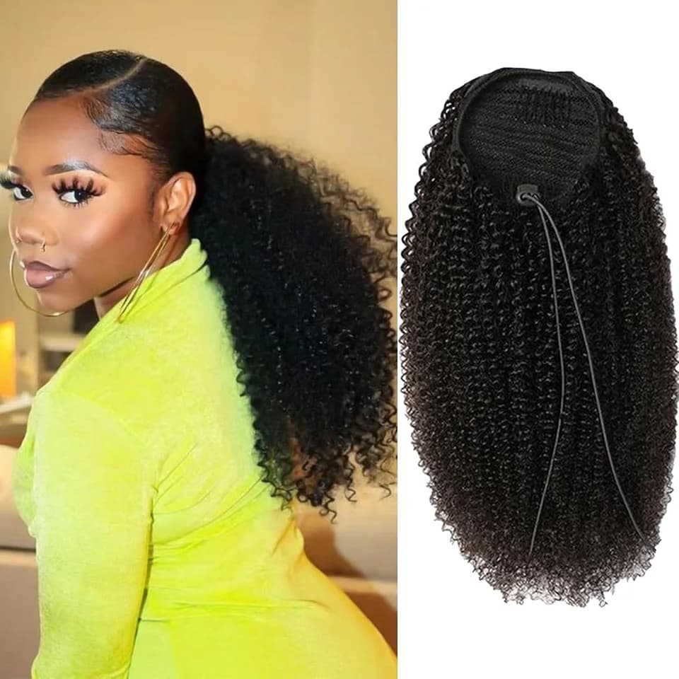 Queue de cheval afro bouclée à cordon de serrage de 24-26 pouces, 100 grammes, extensions de cheveux