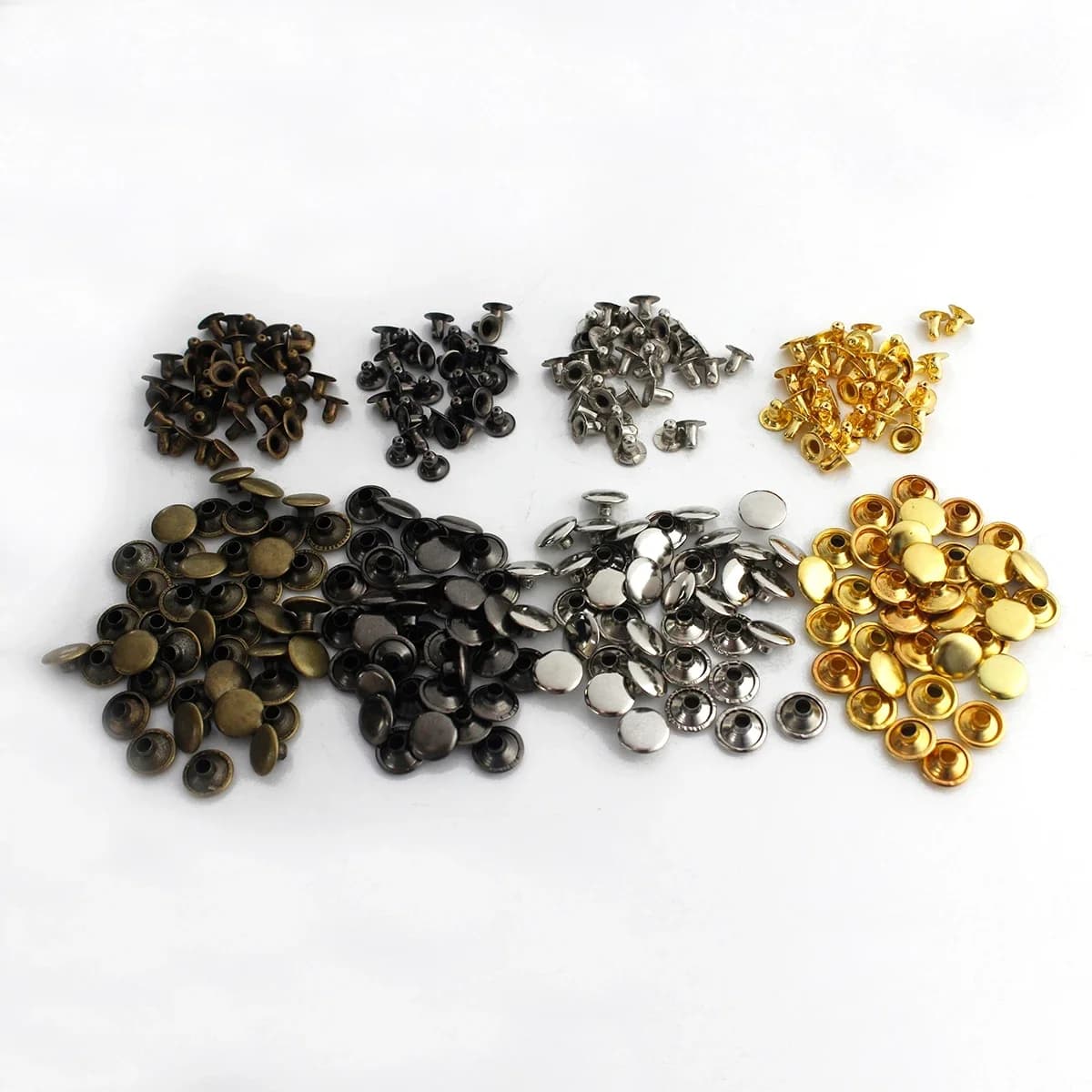 100 ensembles de Rivets à capuchon unique en métal de 3mm ~ 10mm, goujons ronds pour bricolage, sac 