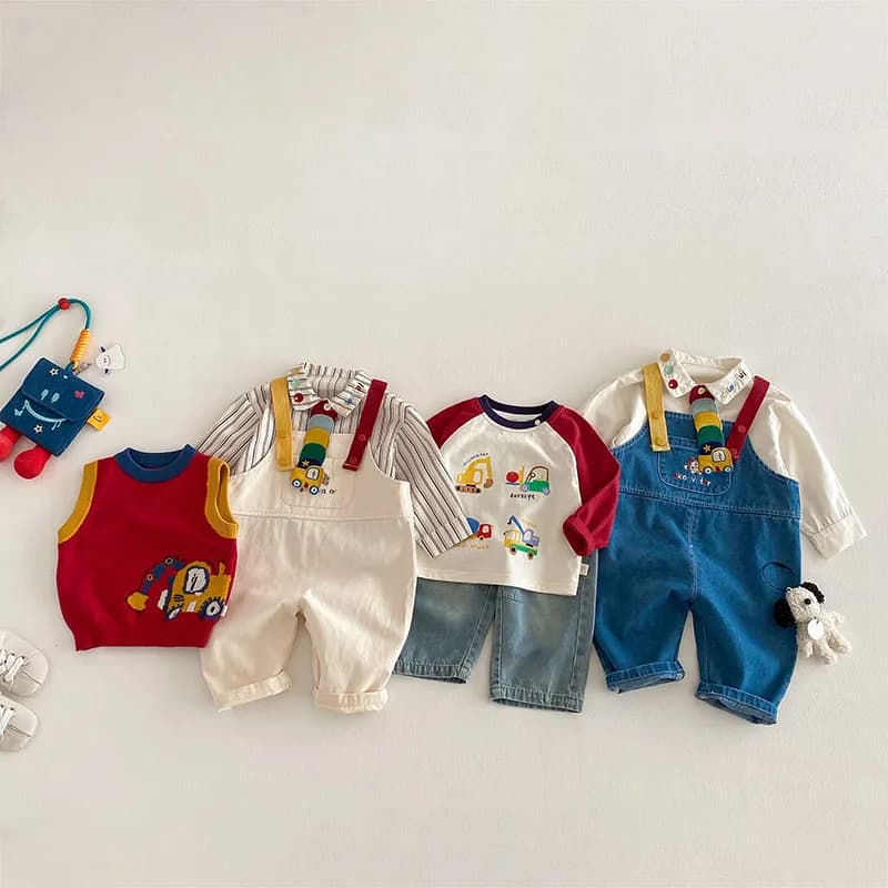 MILANCEL printemps enfants chemises 9M-5T dessin animé coloré voiture filles Blouse ingénierie véhic