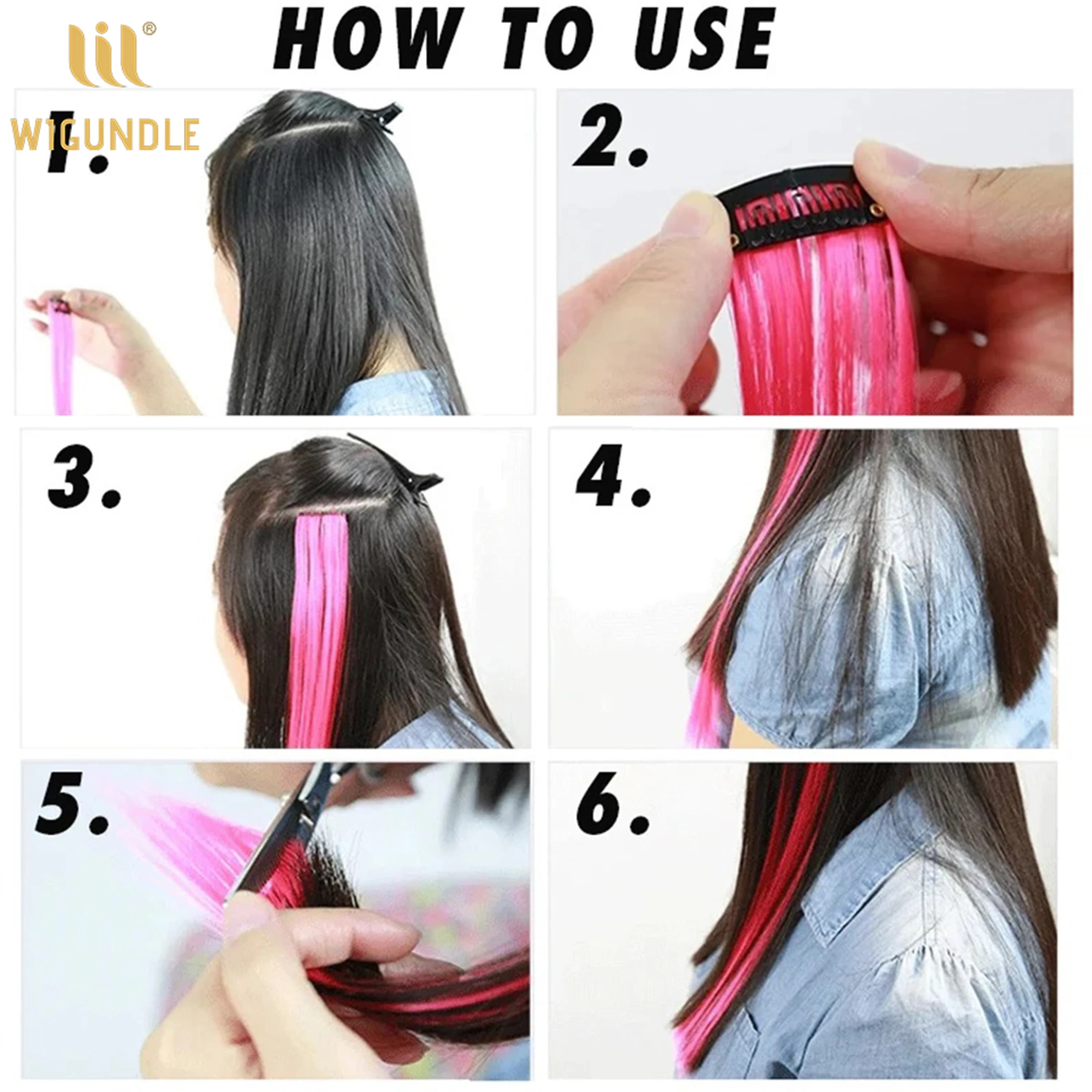 Extensions capillaires synthétiques à Clip de 18 couleurs, 22 pouces, perruque synthétique longue et