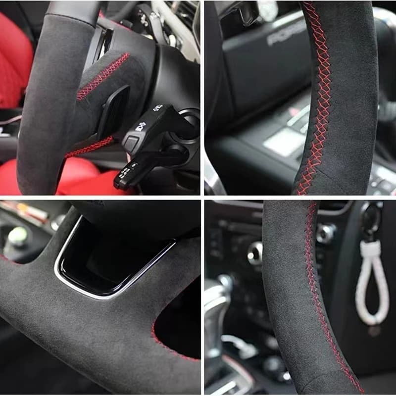 Housse de volant de voiture personnalisée, accessoires tressés en daim pour Audi A5 2008-2010 A3 (8P