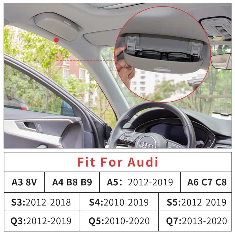 Étui à lunettes de soleil pour Audi A3 S3 8V 8Y A4 B9 B8 S4 A5 S5 A6 C7 C8 Q3 Q5 Q7 2015 2016 2017 2