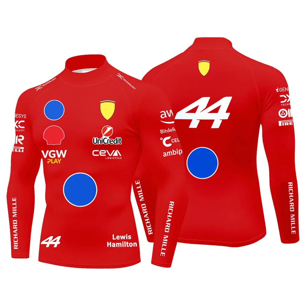 T-shirt de compression à col montant pour homme Hamilton 44, séchage rapide, pour sports de plein ai