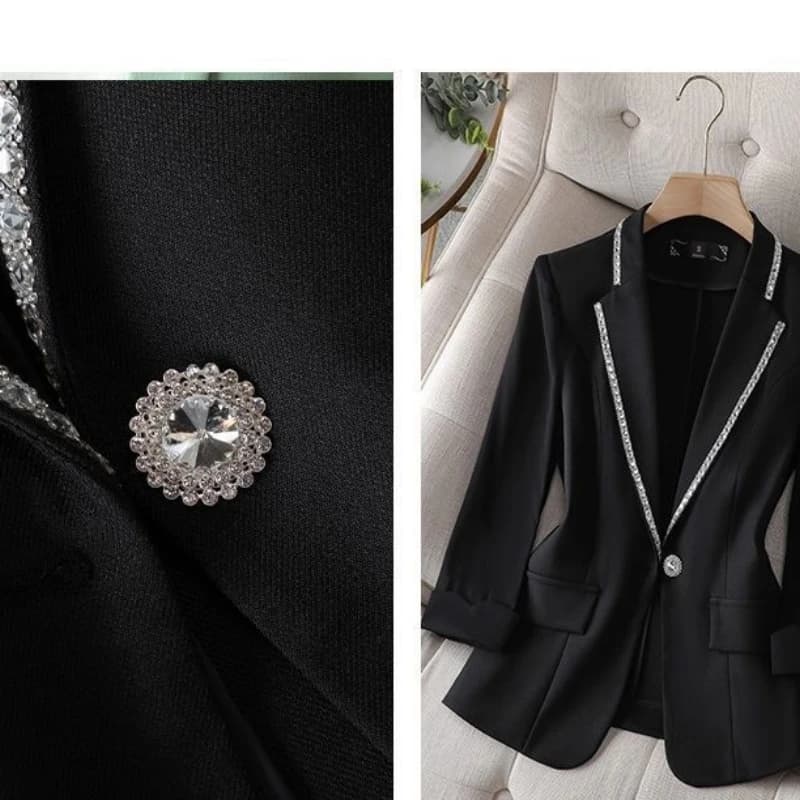 Veste coupe couvertes imbibée de diamants pour femmes, vêtements de bureau formels, veste de travail