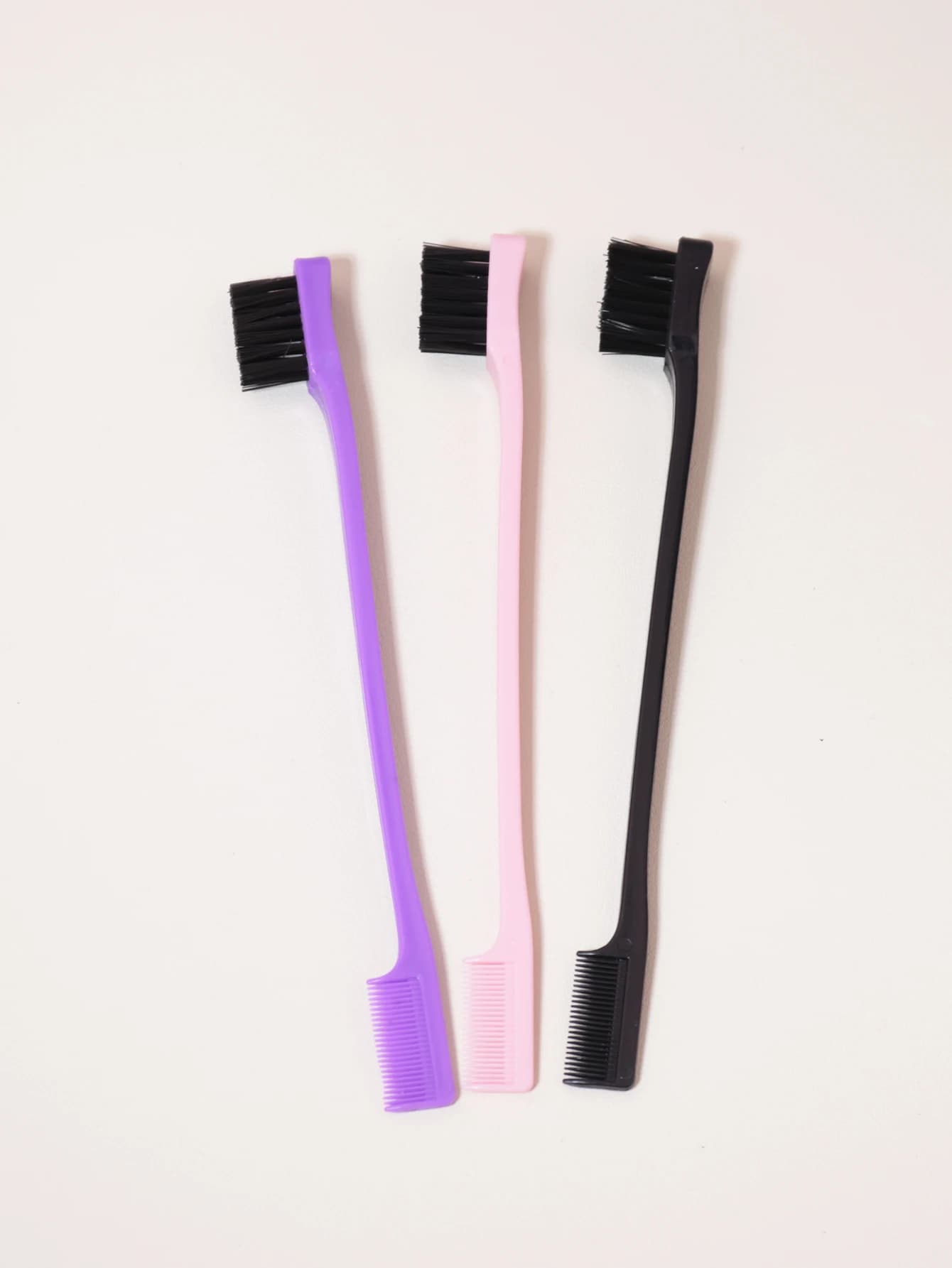 Peigne à cheveux, brosse à sourcils, double face, contrôle des bords, brosse arrière, outil de coiff