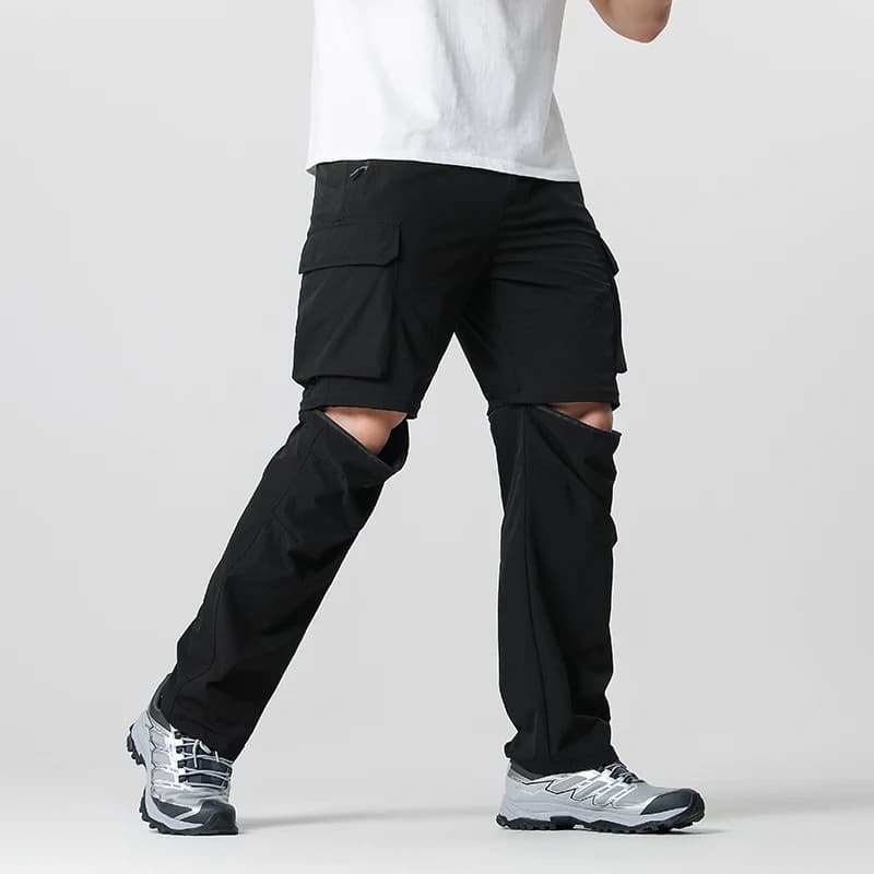 Pantalon convertible de randonnée cargo pour hommes, imperméable, séchage rapide, léger, fermeture é